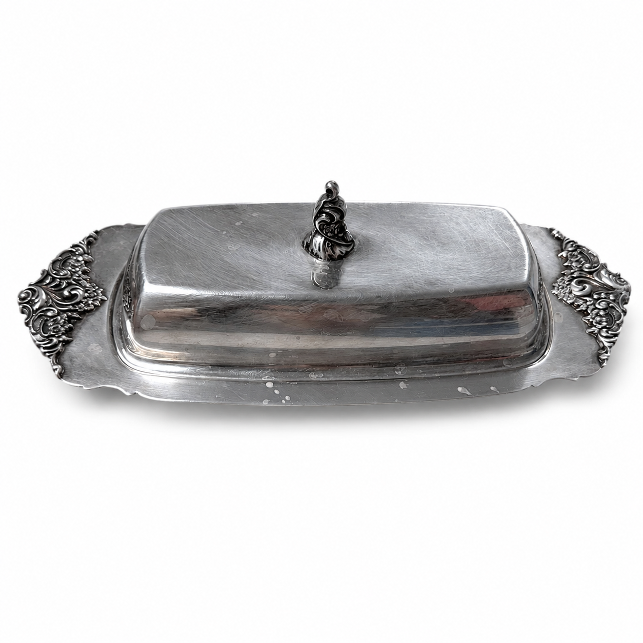 Vintage Ornate Silverplate Covered Butter Dish