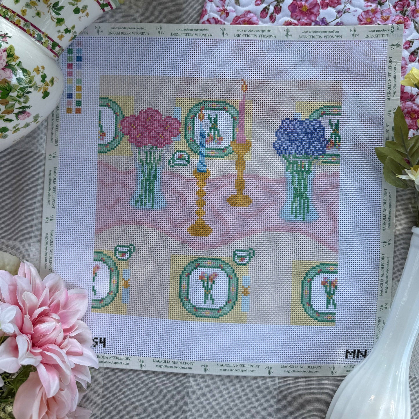 Tea & Tapers Place Setting needlepoint canvas
