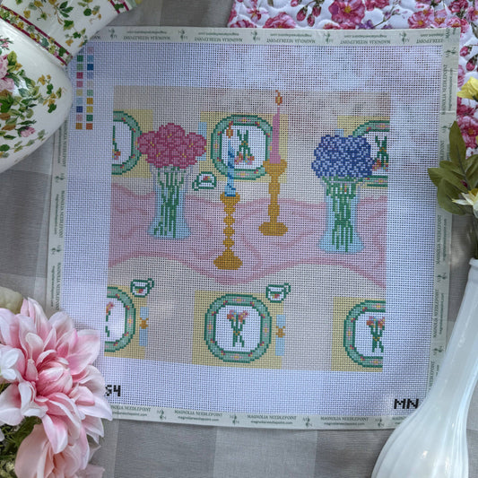 Tea & Tapers Place Setting Needlepoint Canvas
