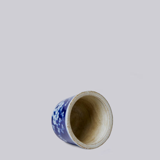 Tiny Blue and White Porcelain Plum Cachepot