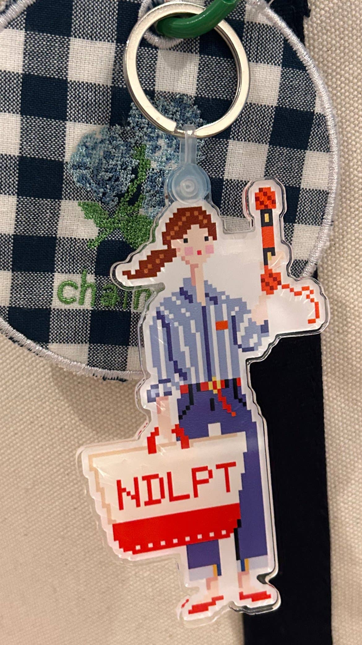 Needlepoint Girl Keychain/Bag Charm