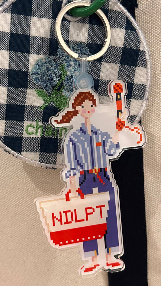Needlepoint Girl Keychain/Bag Charm