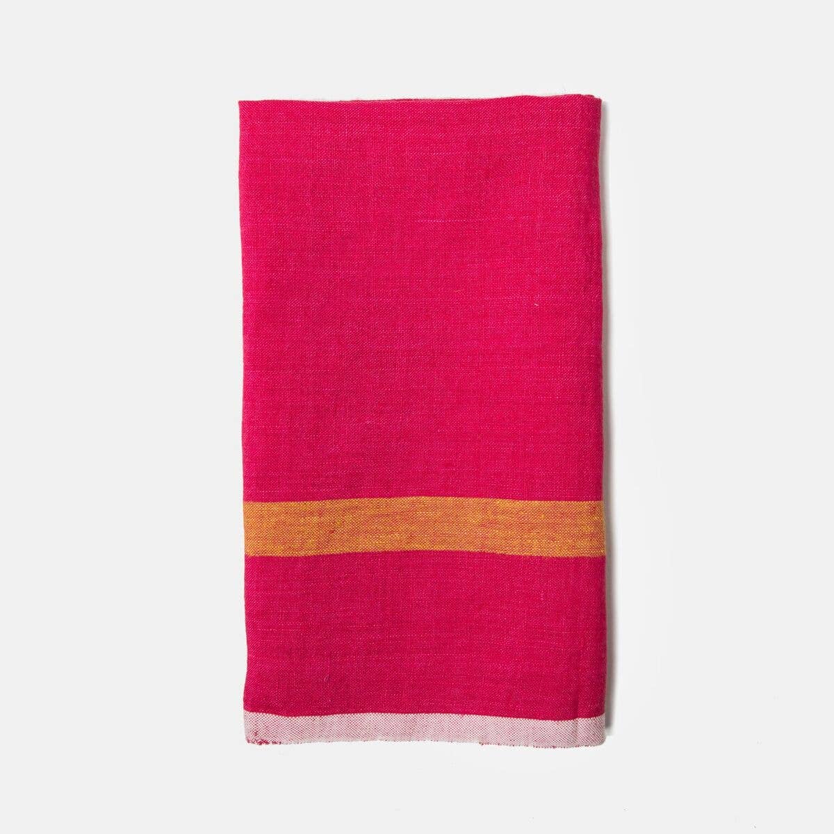 Linen Towel Pink & Lime