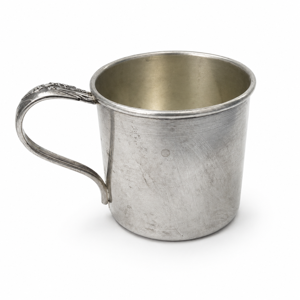 Vintage Silverplate Baby Cup with Ornate Handle