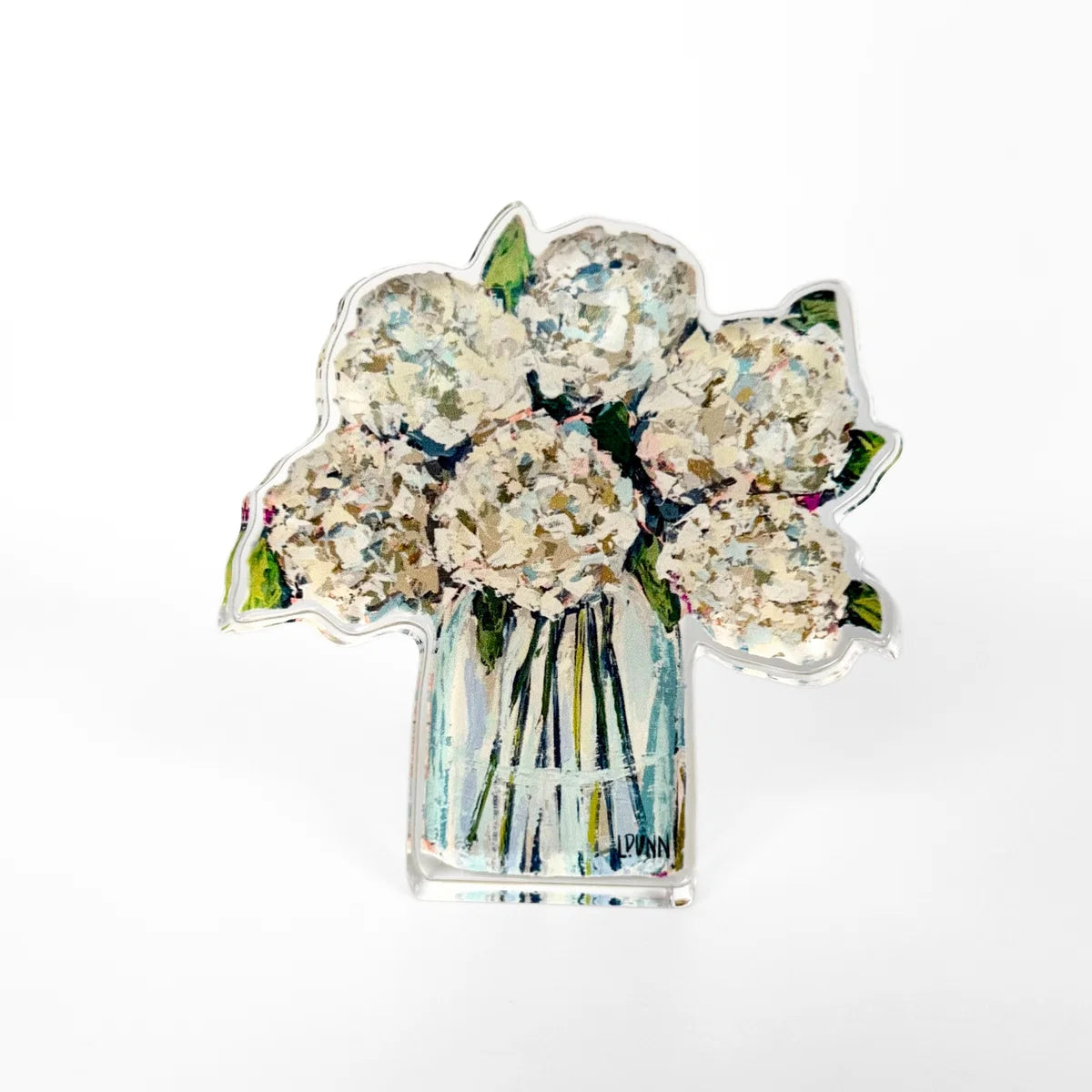 Hydrangeas in Cream Acrylic Floral Bitty Block
