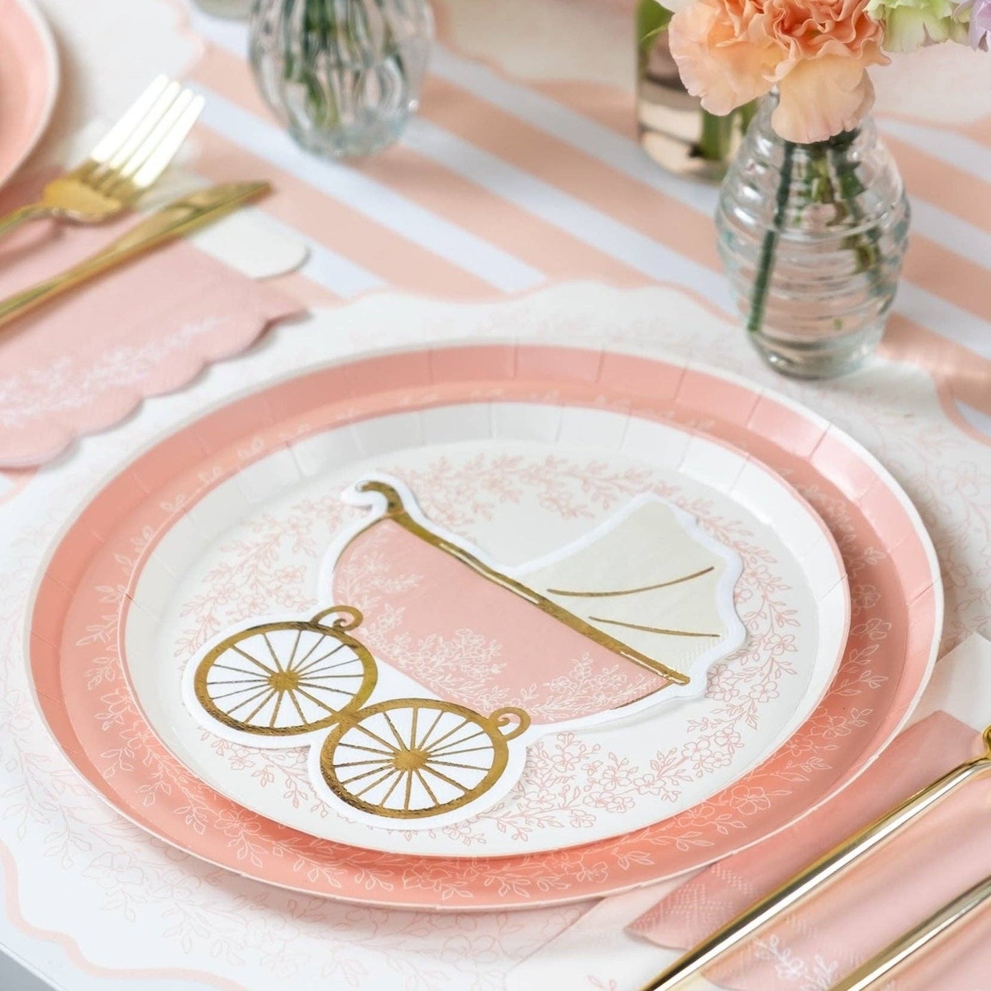 Floral Elegance Pink Dessert Plates