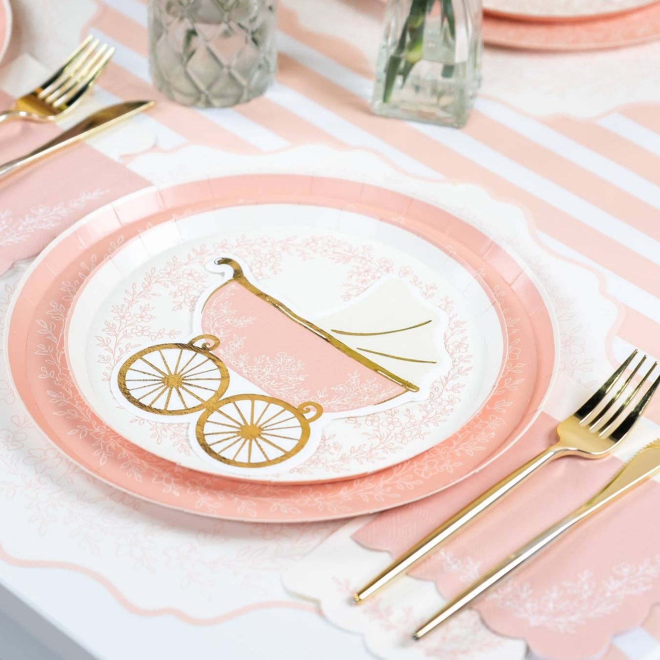 Floral Elegance Pink Dessert Plates