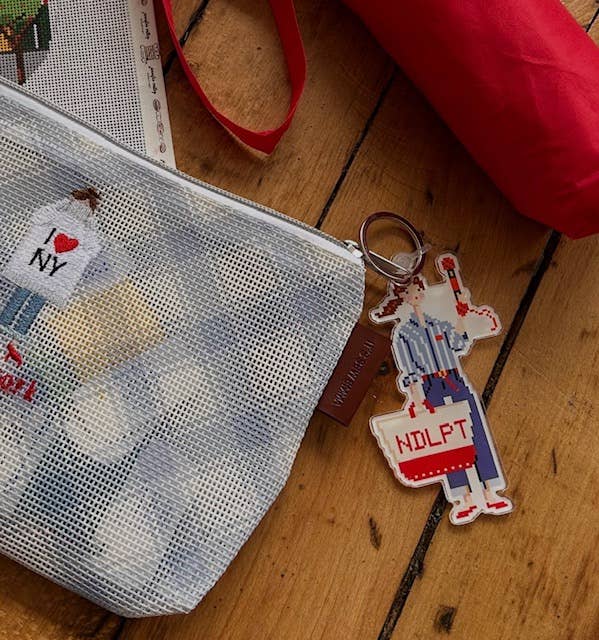 Needlepoint Girl Keychain/Bag Charm