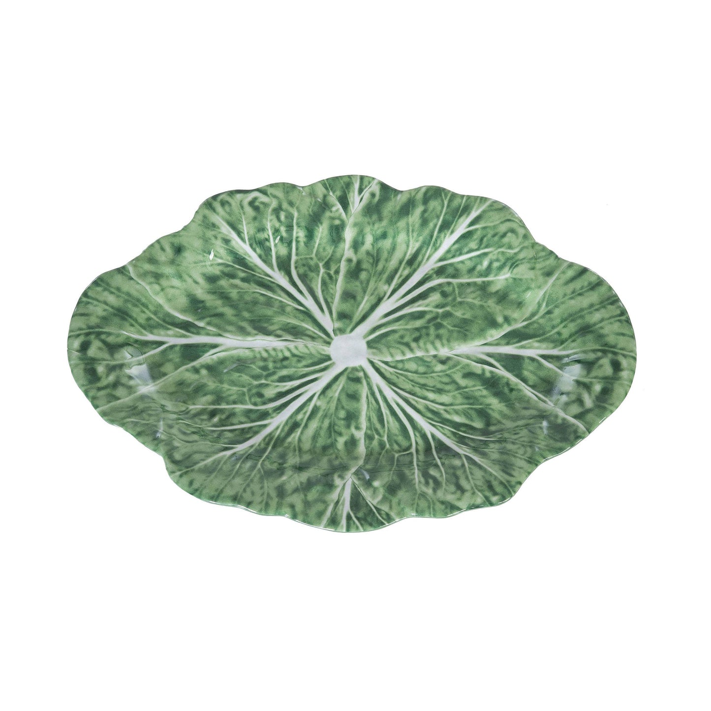 Cabbage Leaf Green Large Oval Serving Platter