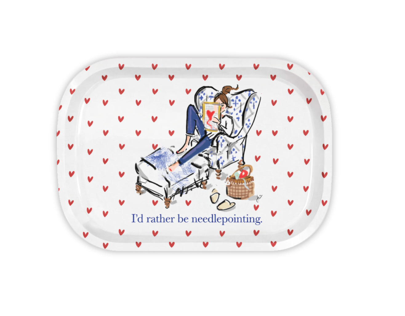 I'd Rather Be Needlepointing Metal Catchall Tray