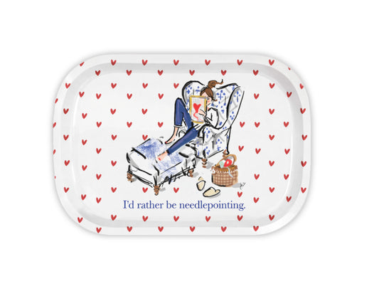 I'd Rather Be Needlepointing Metal Catchall Tray