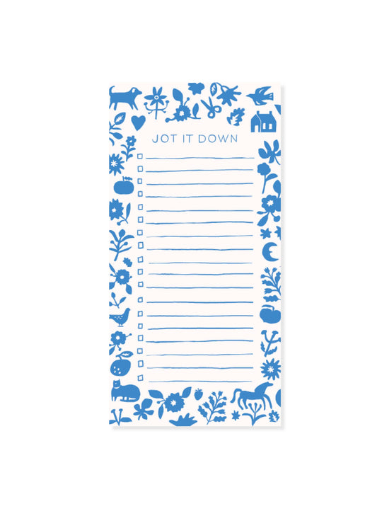 Blue Folk Notepad – Blue To-Do List Pad | Magnetic List Pad