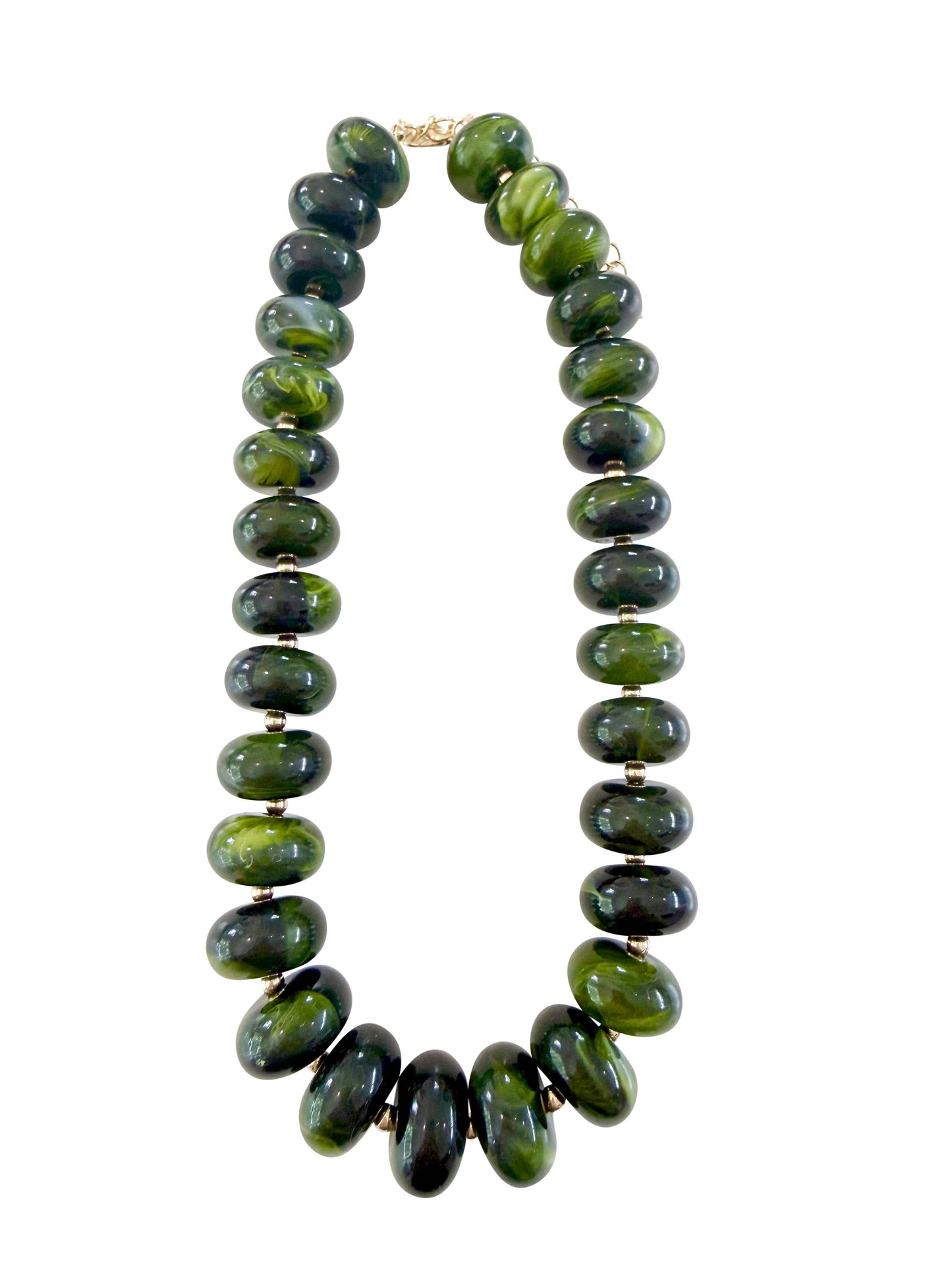 Liberty Chunky Beaded Necklace- Dark Green