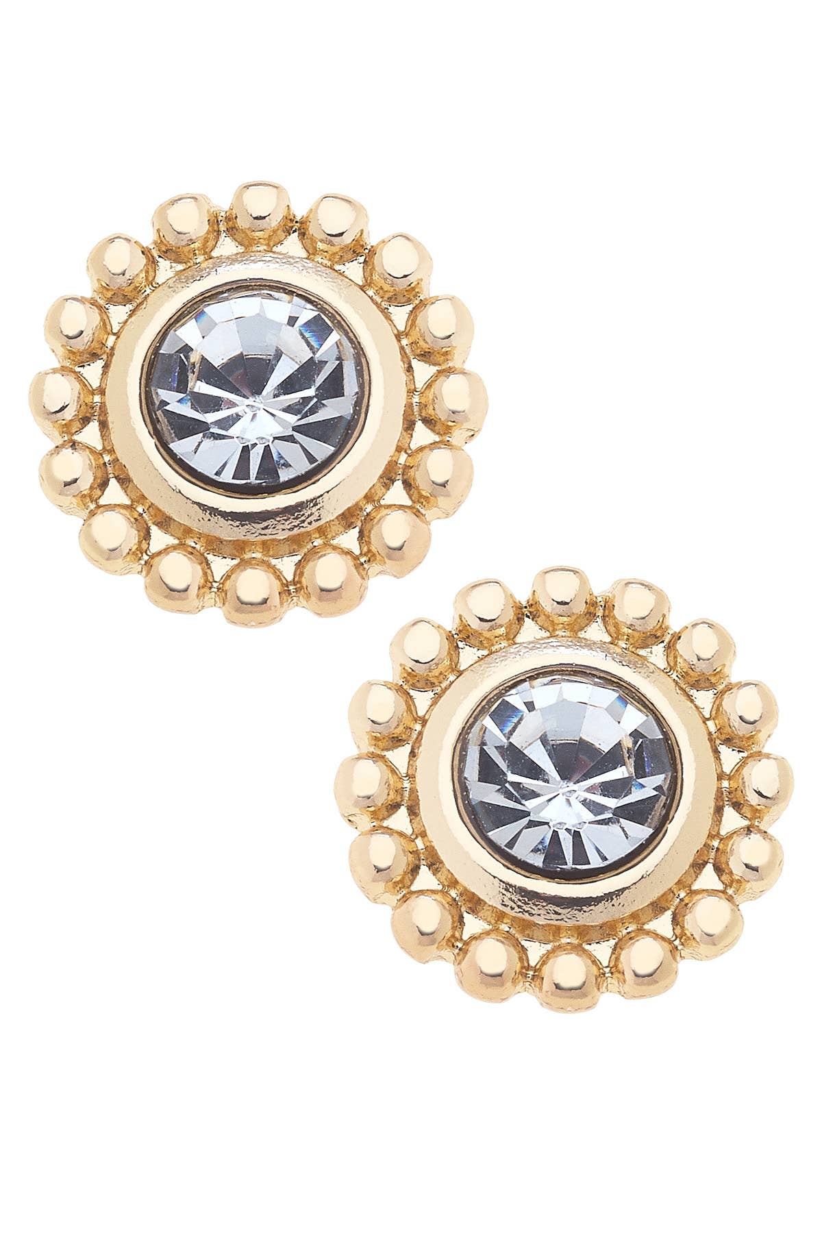 Maxi Rhinestone Stud Earrings in Shiny Gold