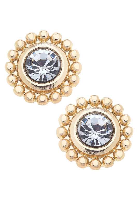 Maxi Rhinestone Stud Earrings in Shiny Gold