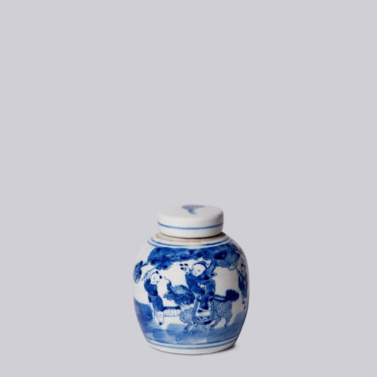 Porcelain Playing Children Round Jar