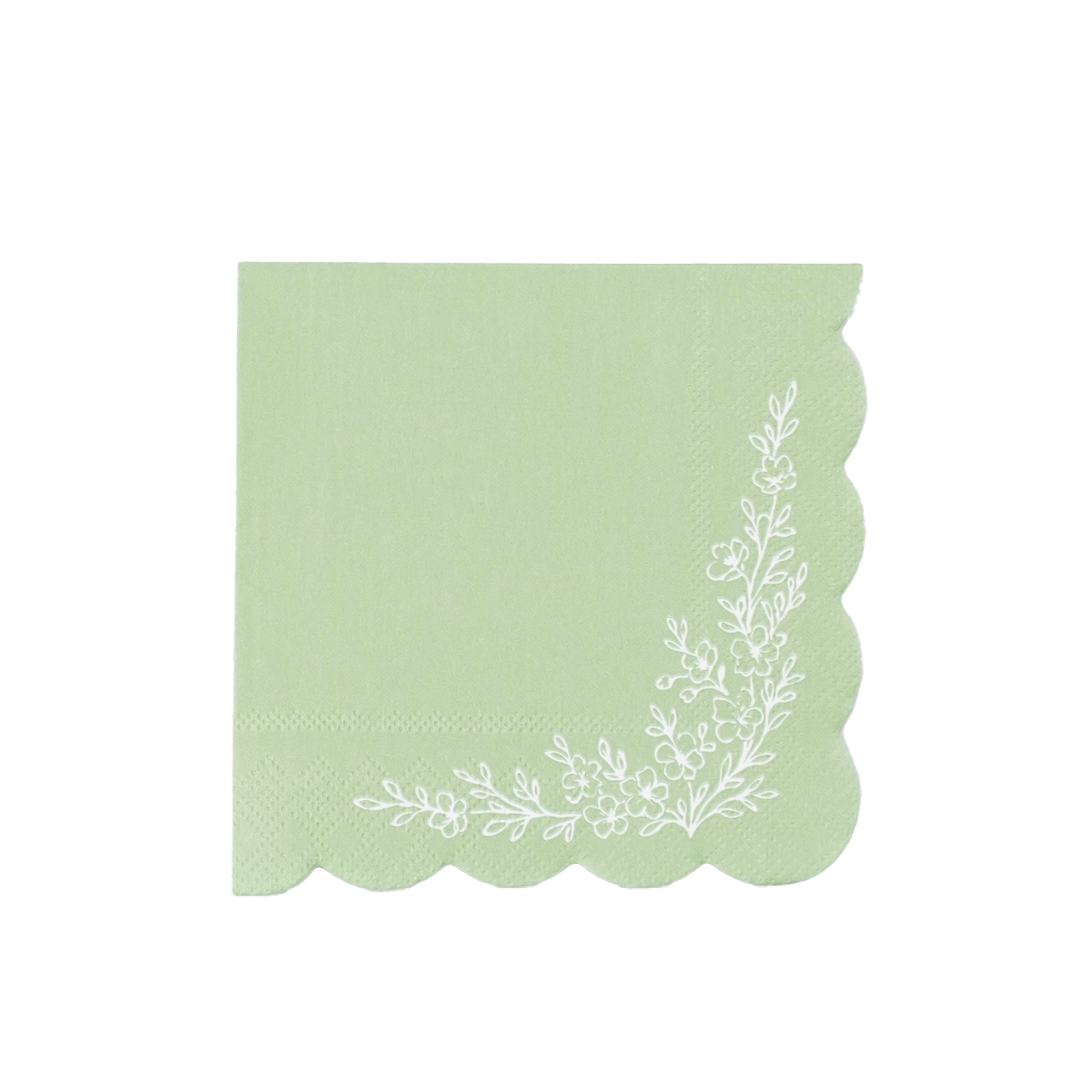 Floral Elegance Sage Beverage Napkins
