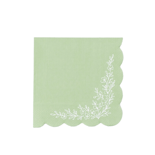Floral Elegance Sage Beverage Napkins