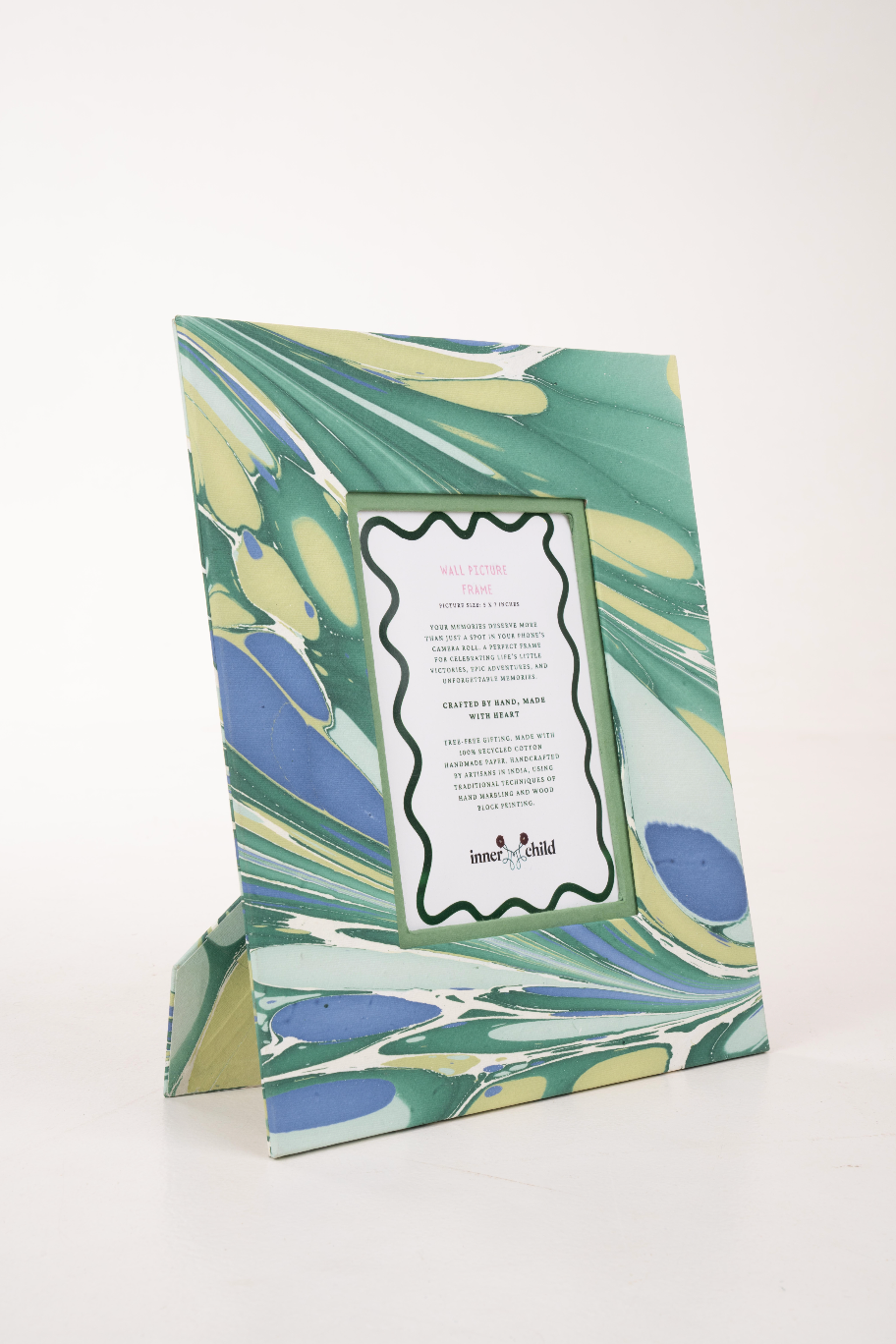 Green and Blue Hand-Marbled Large Wall Picture Frame