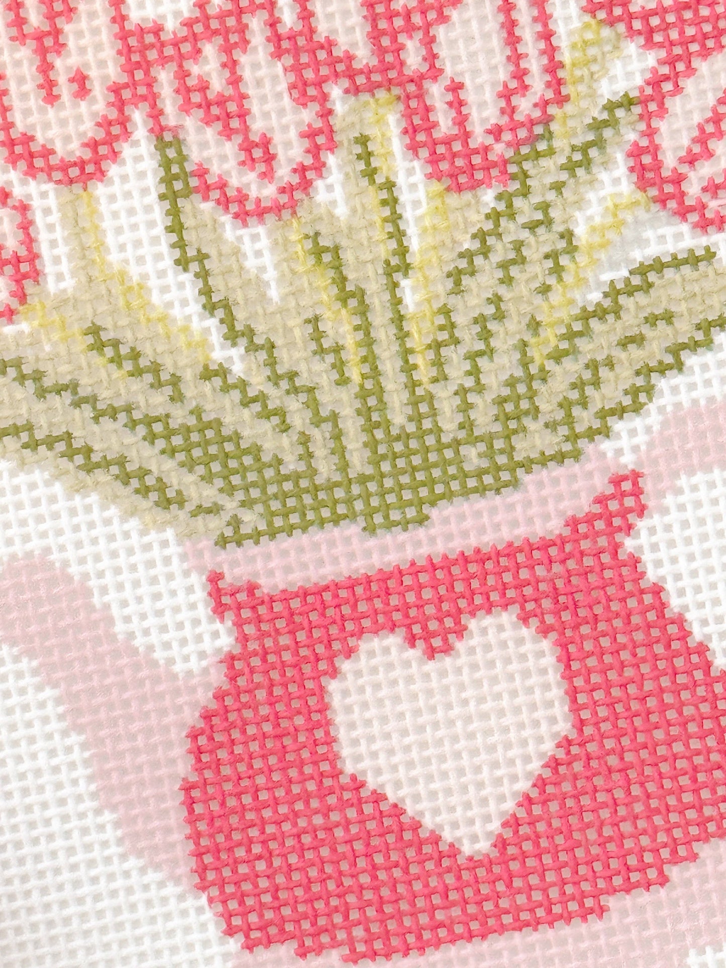 Heart Flower Teapot Needlepoint Canvas, 3”x4", 18 Mesh