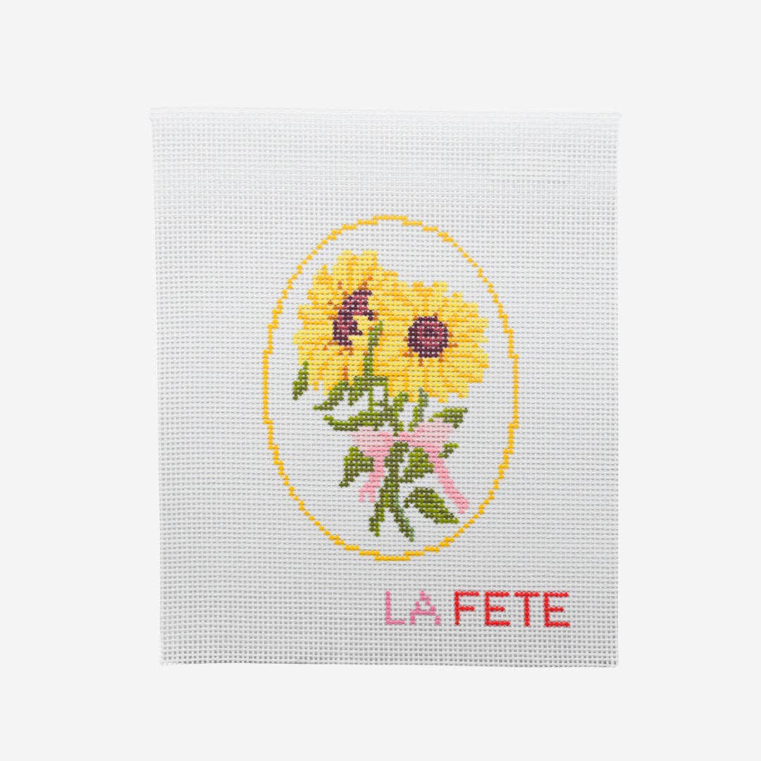 3rd Year Anniversary Sunflower Flower Series  Hand Painted Needlepoint Canvas
