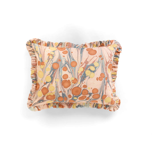 MARBLED RUFFLED CUSHION COVER - TWILIGHT BUBBLE