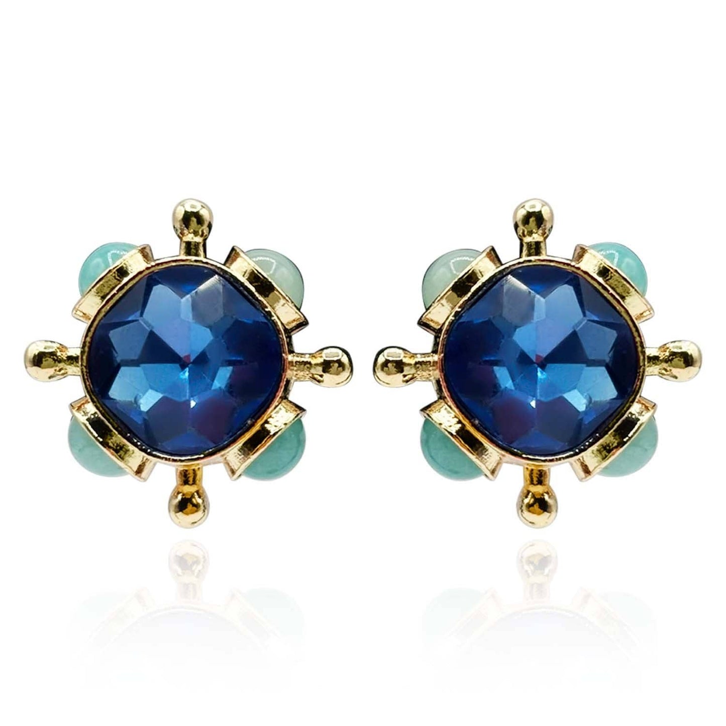Sapphire and Blue Chalcedony Sputnik Earrings