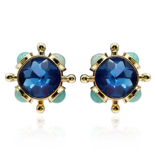 Sapphire and Blue Chalcedony Sputnik Earrings