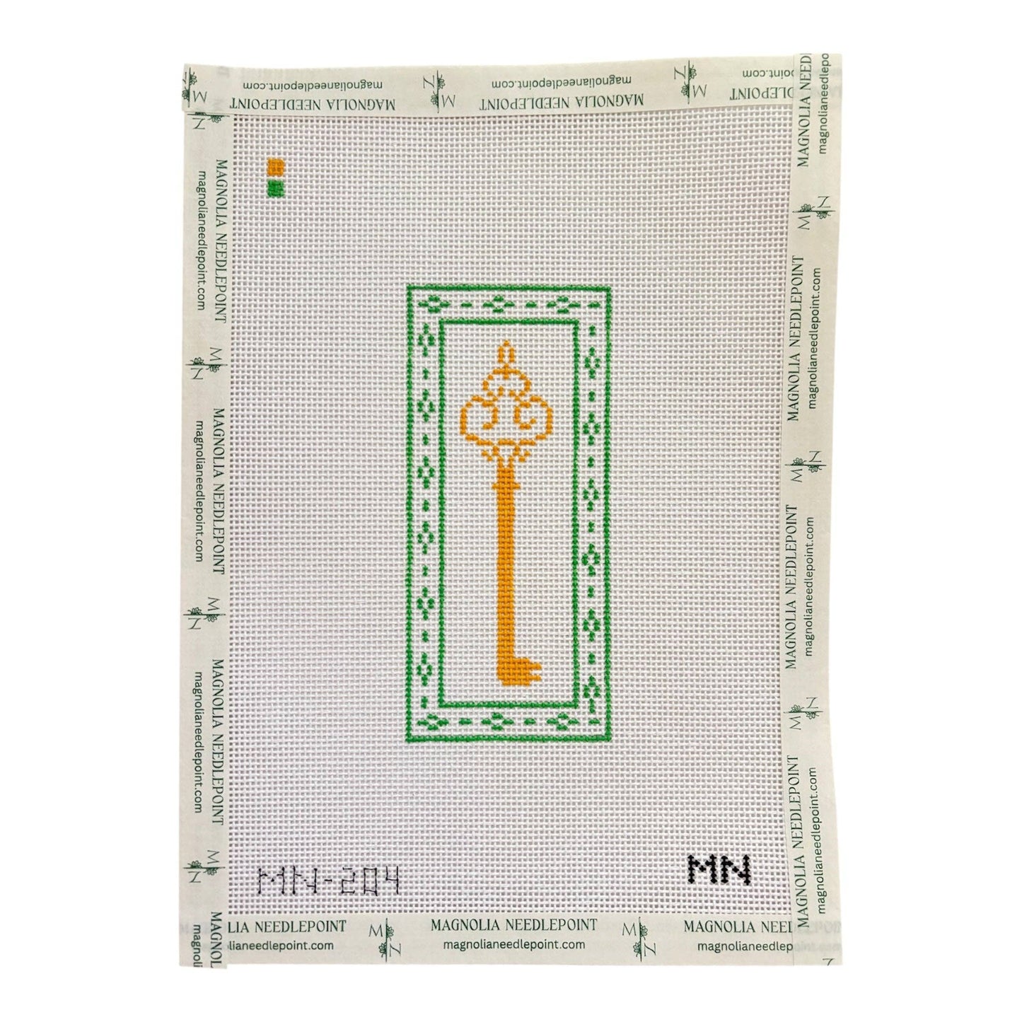 Green Border Key needlepoint canvas