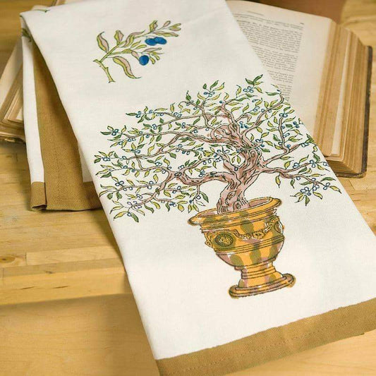 Olive Tree Khaki/Blue Tea Towels