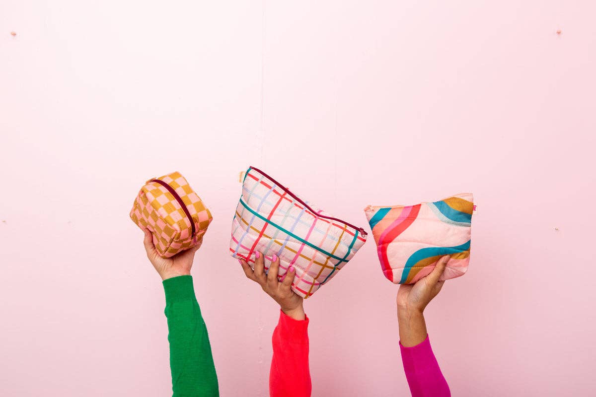 Pretty Plaid Puffy Tweedle Dum Makeup Pouch