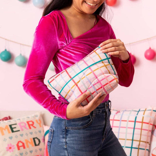 Pretty Plaid Puffy Tweedle Dum Makeup Pouch