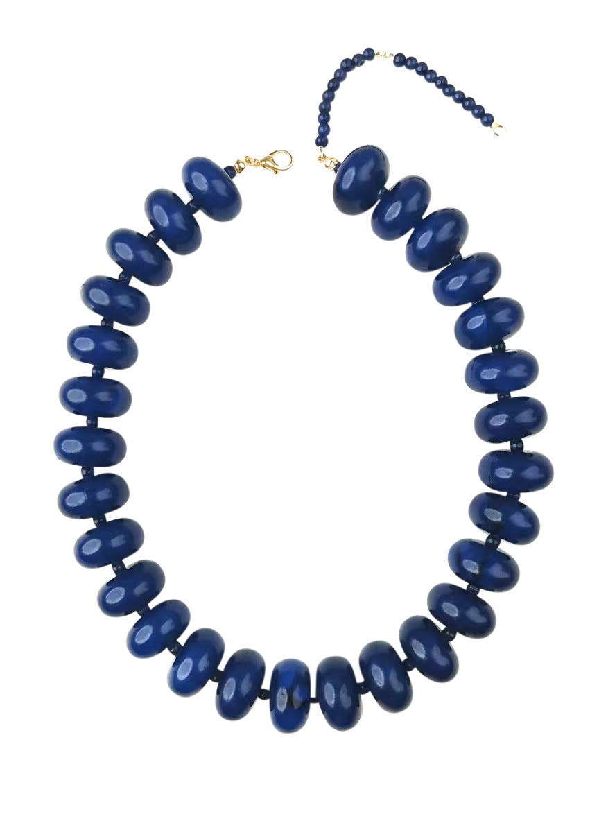 Bailey Chunky Beaded Necklace- Navy