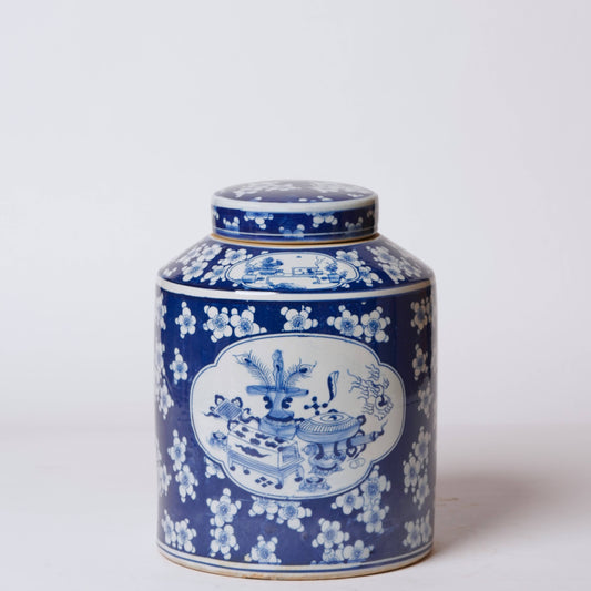Scholar's Objects Blue and White Porcelain Canister
