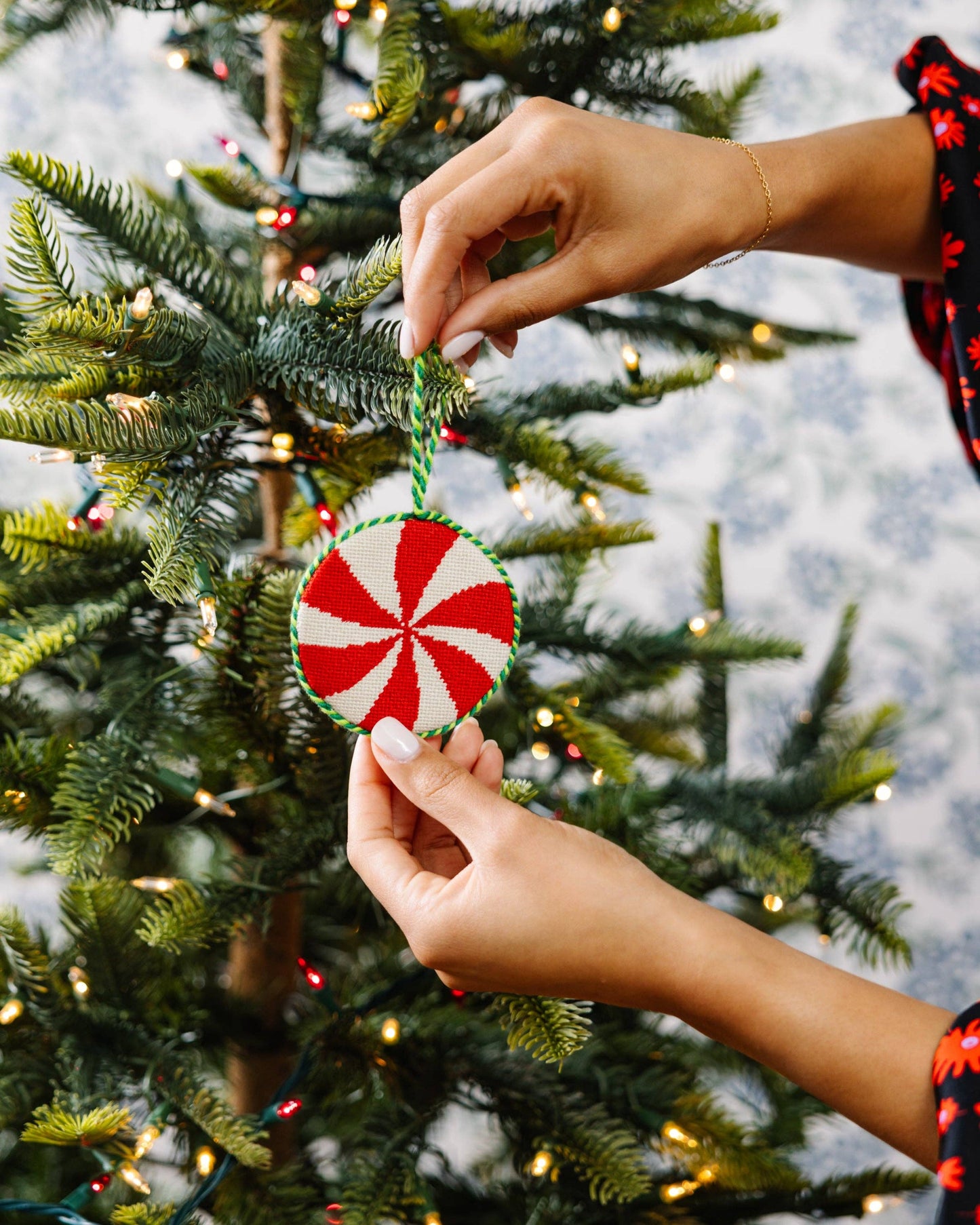 Peppermint Needlepoint Ornament