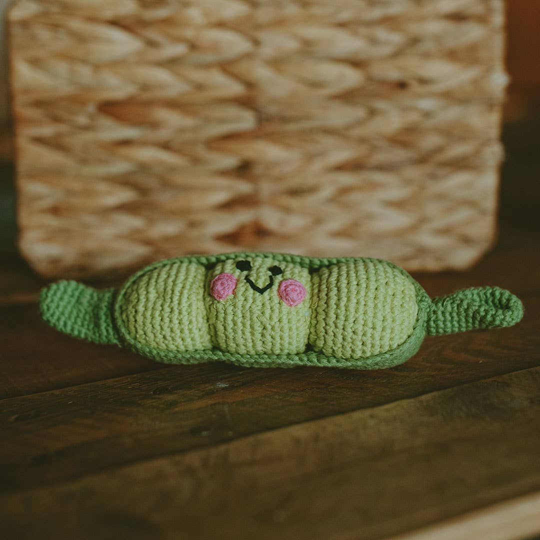 Green Peapod Baby Rattle