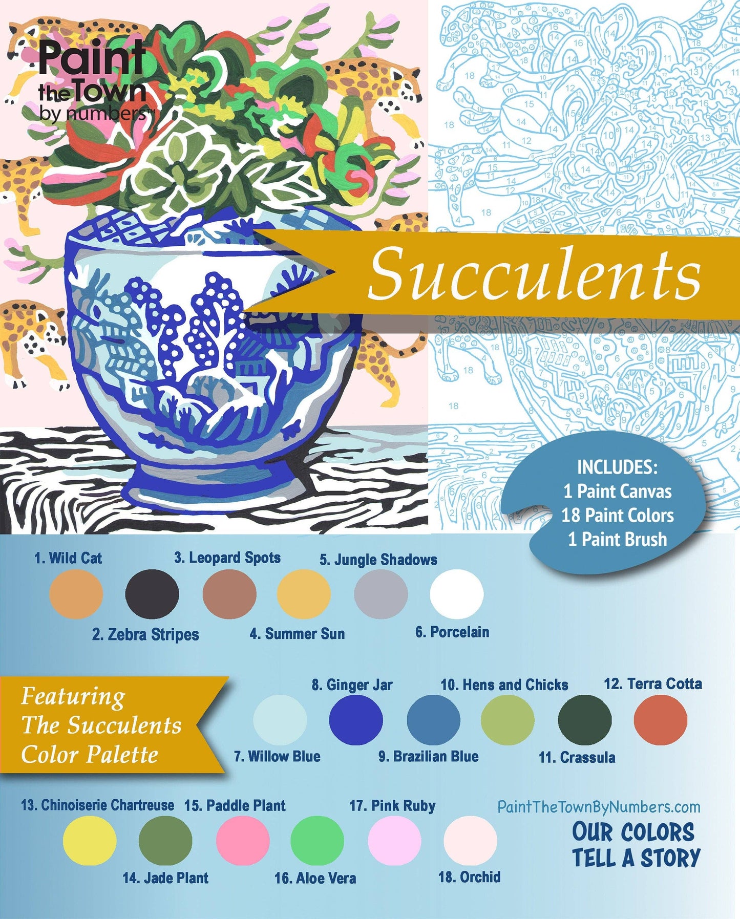 Chinoiserie Succulents Paint by Number Kit