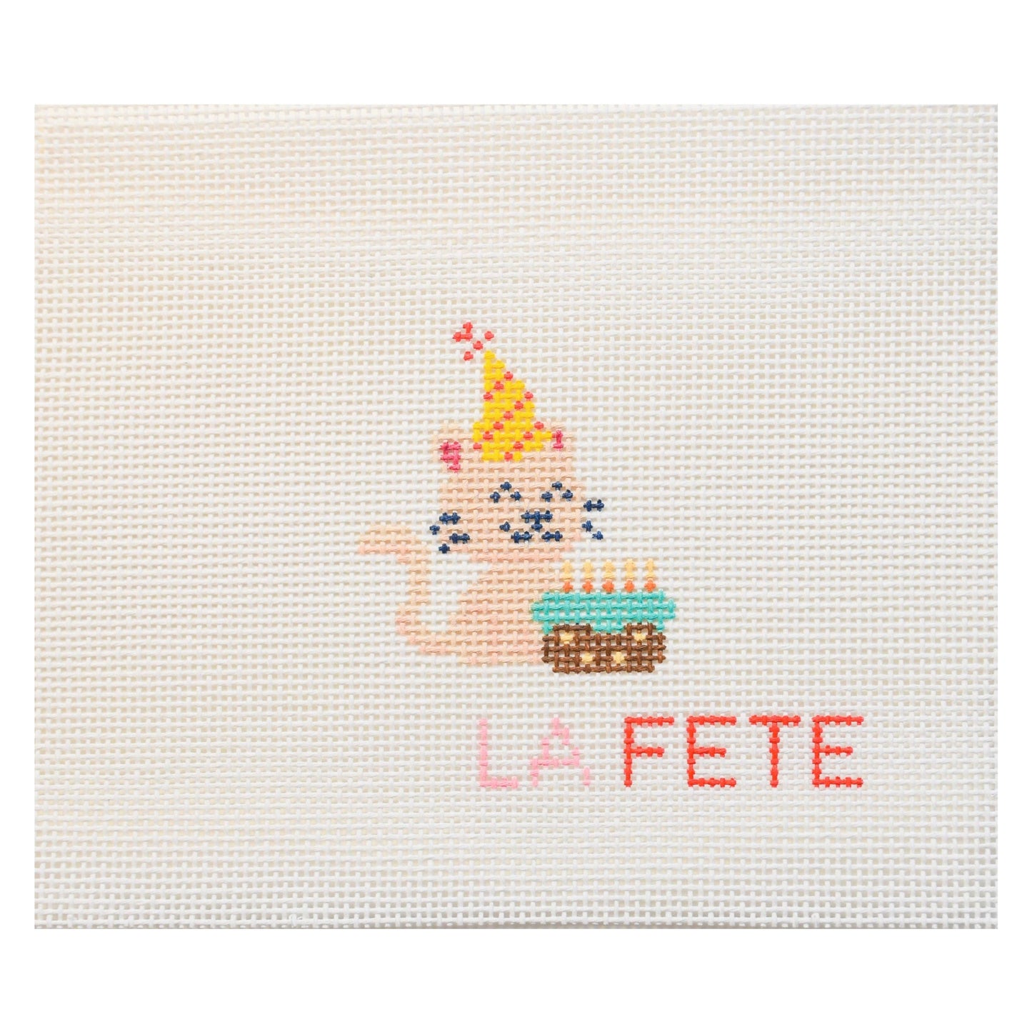Party Animals - Party Kitty Hand Painted Needlepoint Canvas