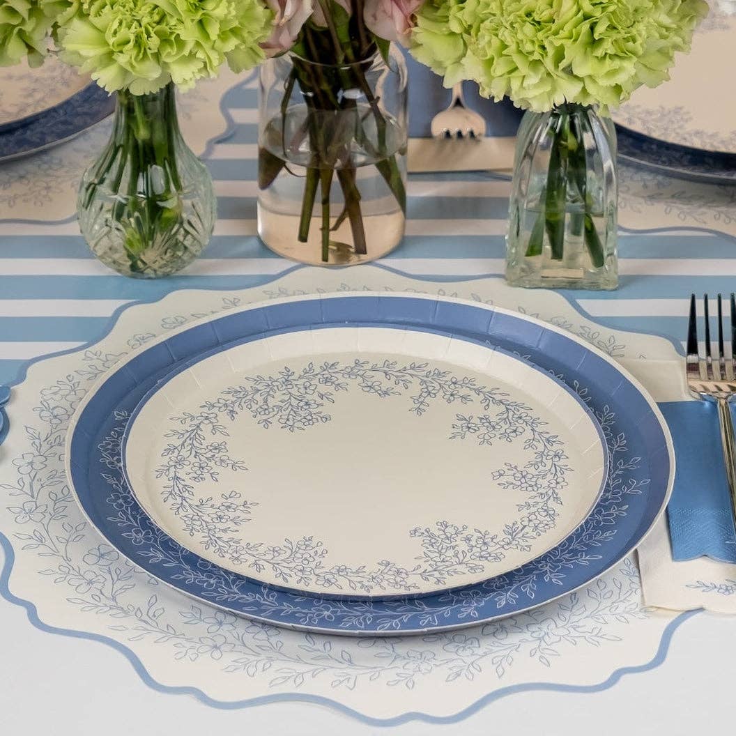 Floral Elegance Blue Dinner Plate
