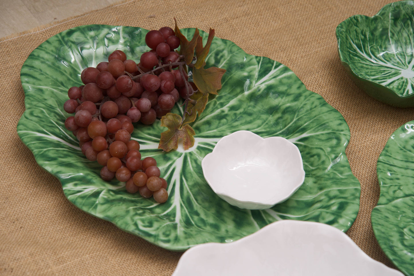 Cabbage Leaf Green Dip Dish Set 4