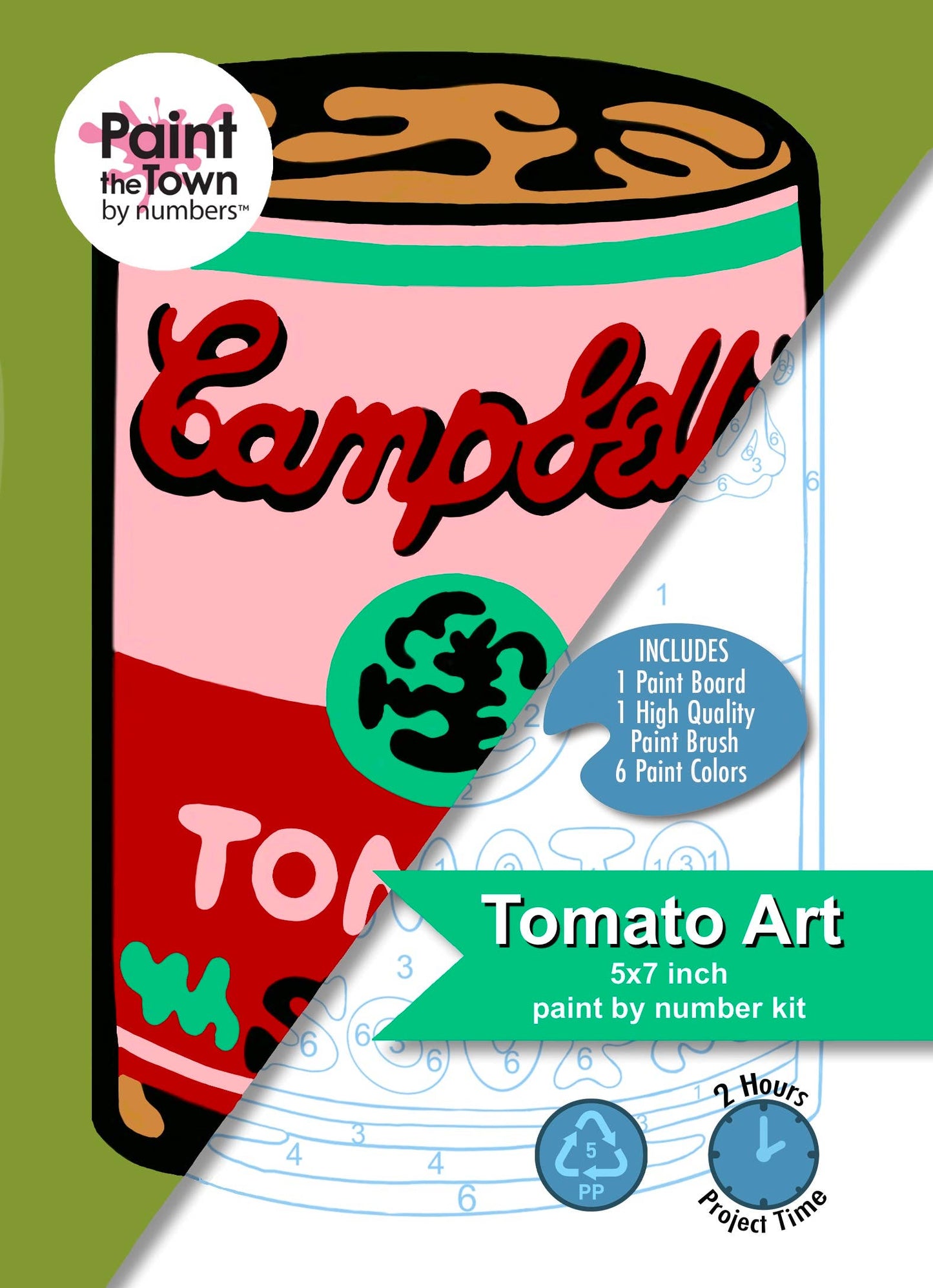 Tomato Soup Can Pink w/Green Paint by Number Kit