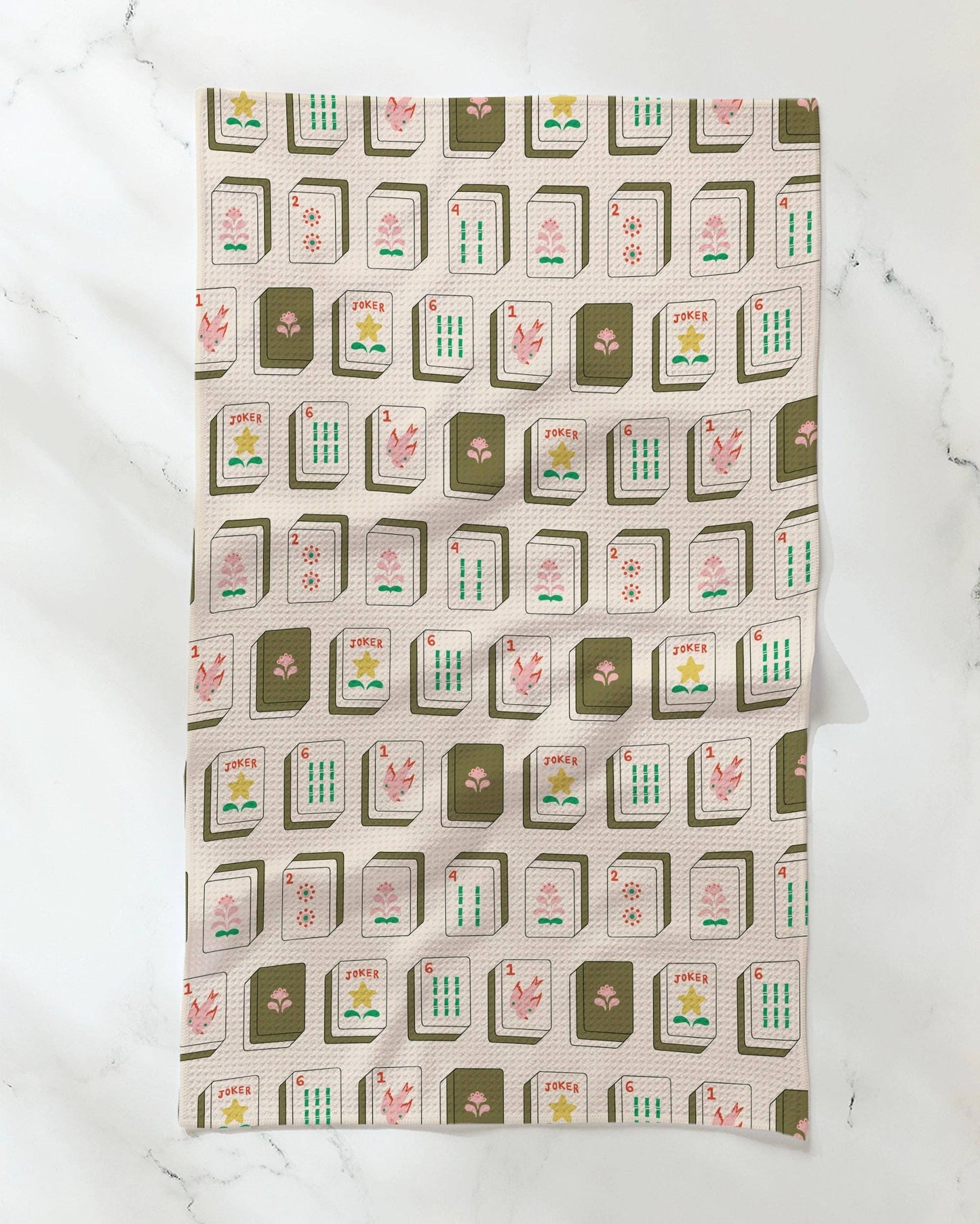 Geometry - Flower Tiles Tea Towel - Mahjong
