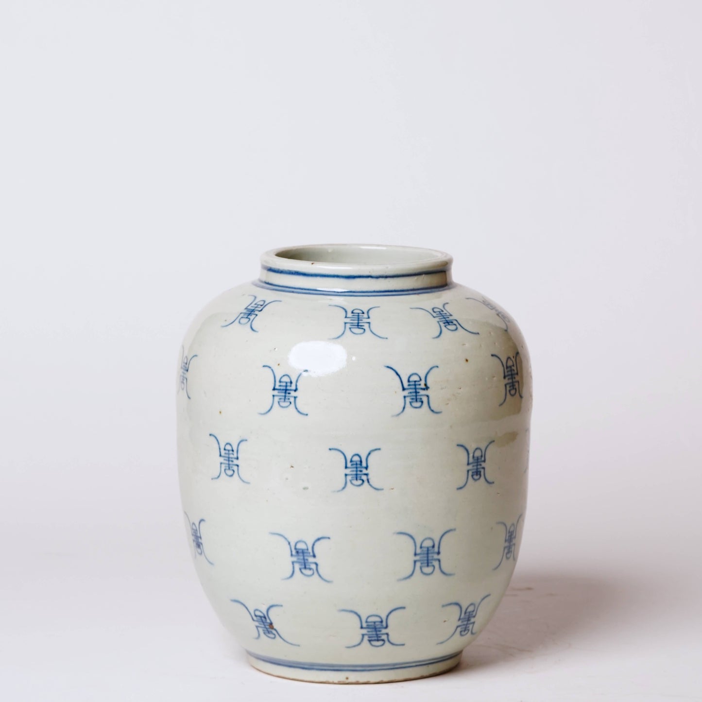 Blue and White Longevity Barrel Vase
