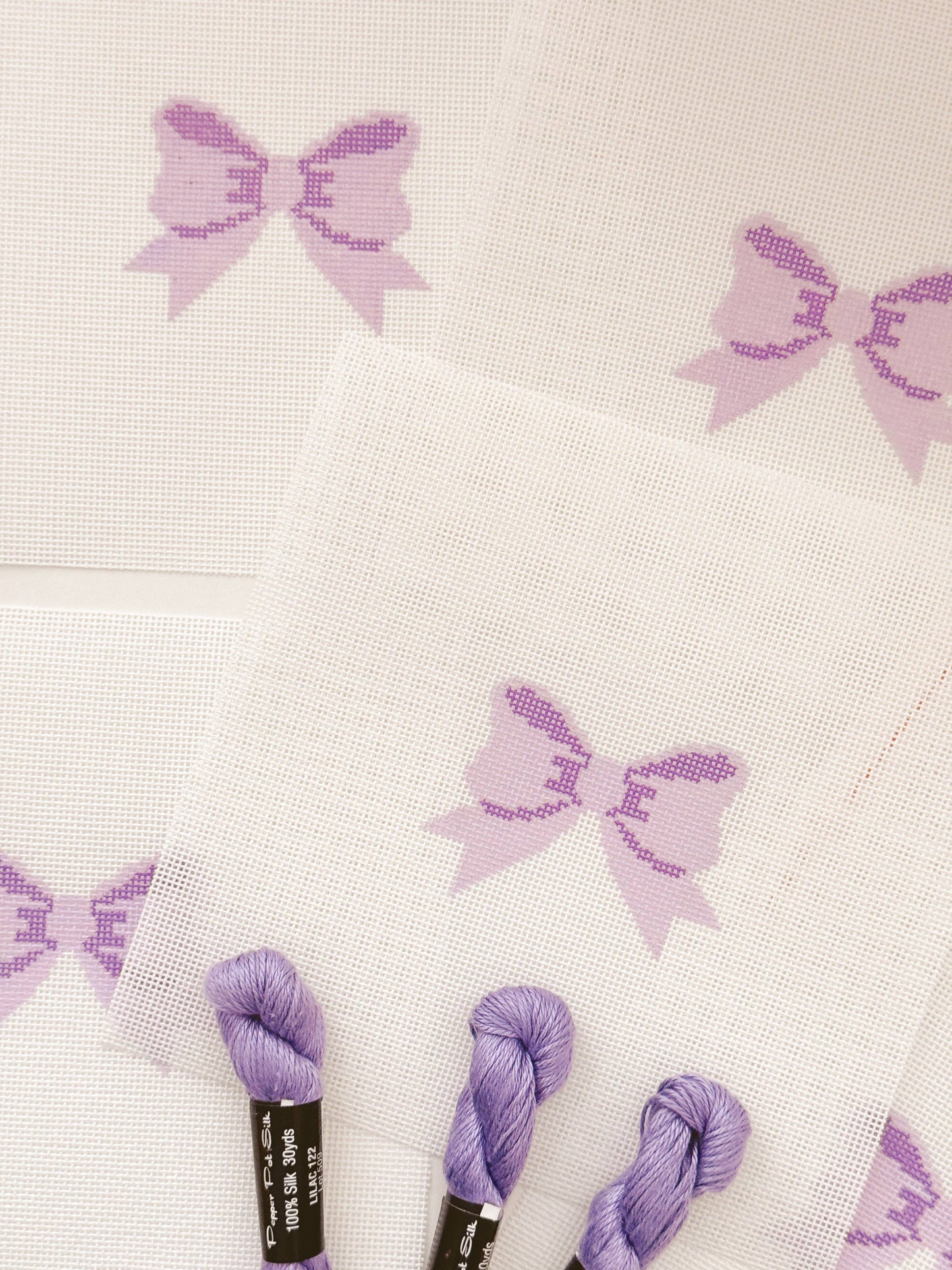 Purple Bow Coquette Needlepoint Canvas, 18 Mesh, 2"x3” Bow
