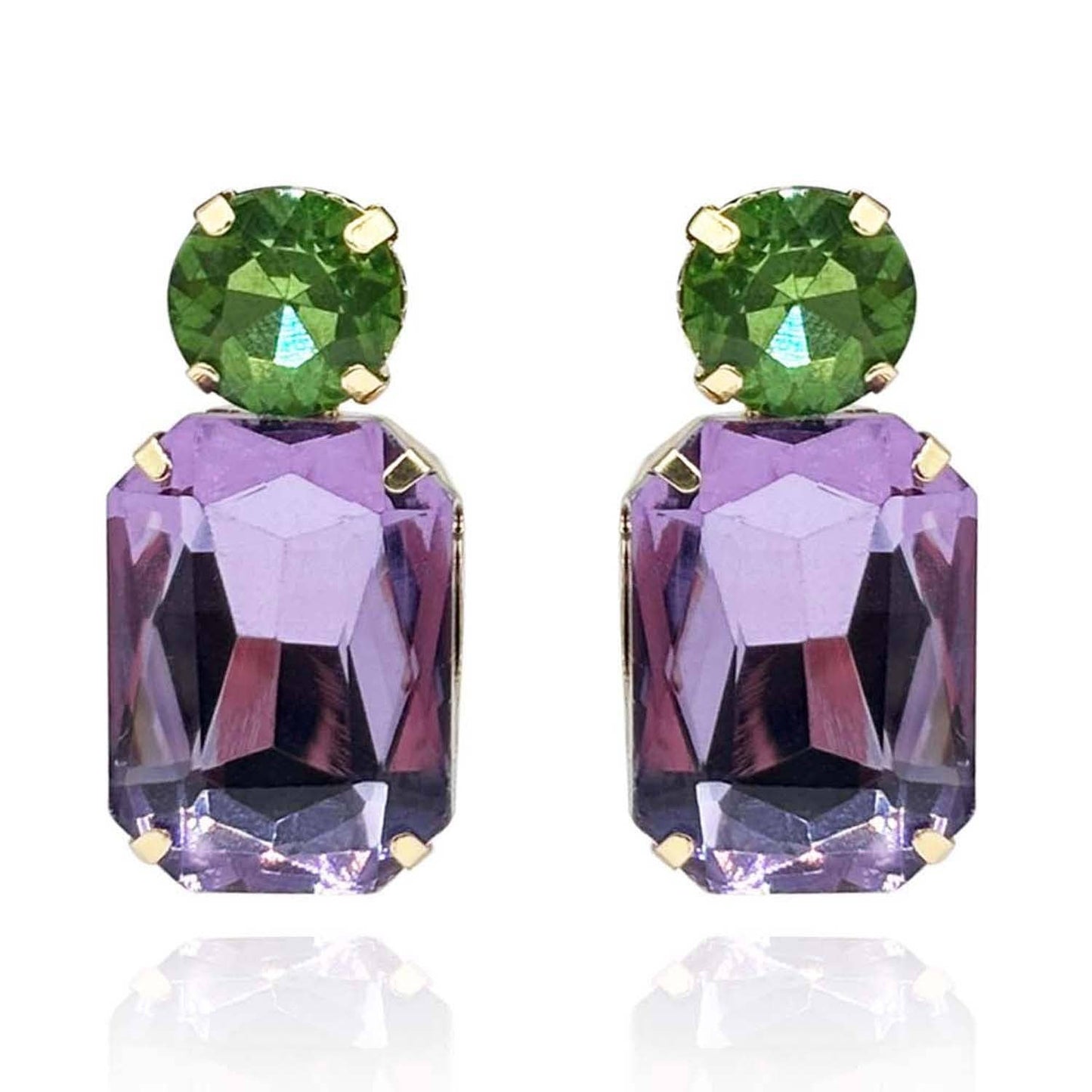 Light Amethyst And Peridot Drop Earrings