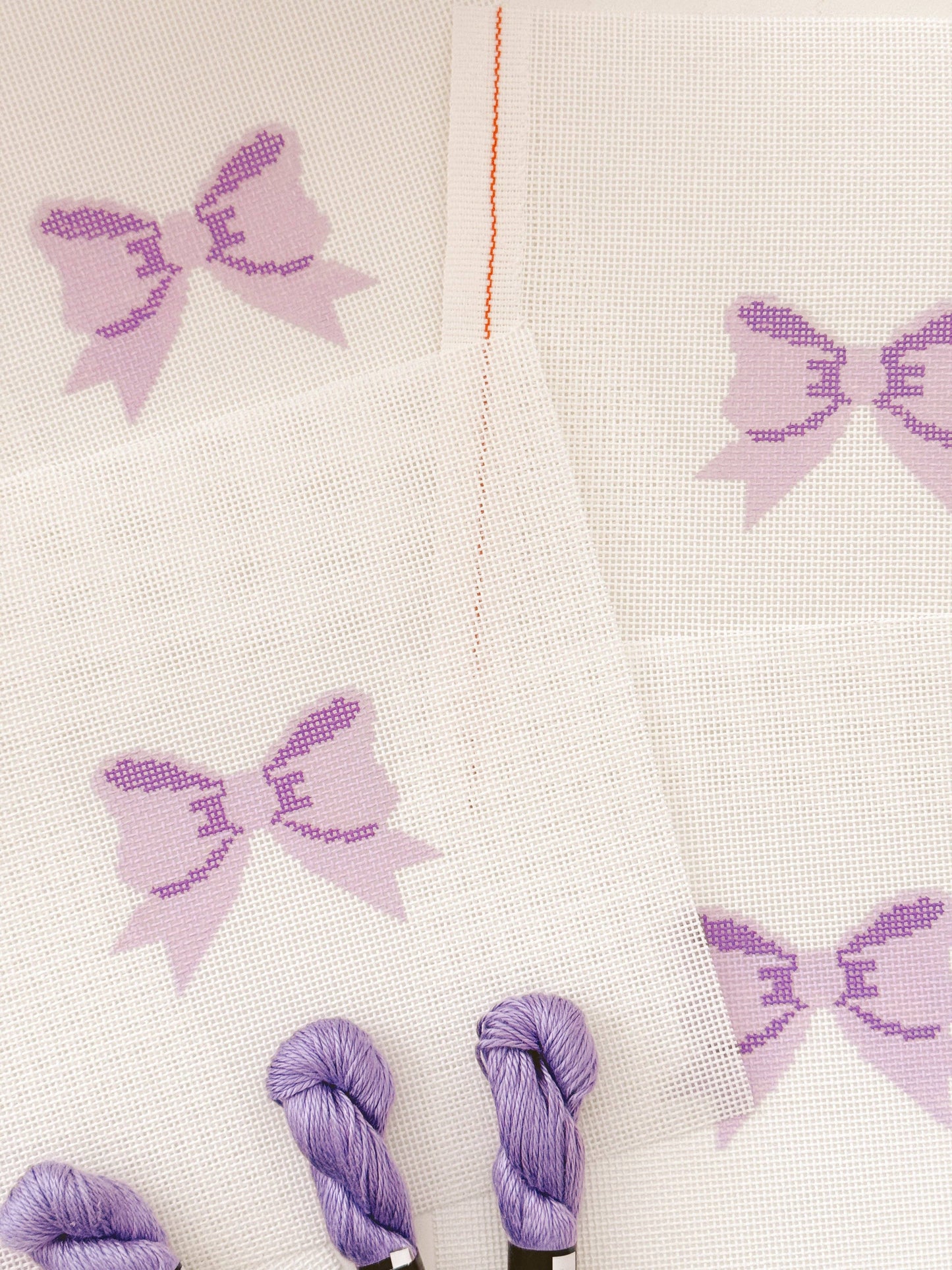 Purple Bow Coquette Needlepoint Canvas, 18 Mesh, 2"x3” Bow