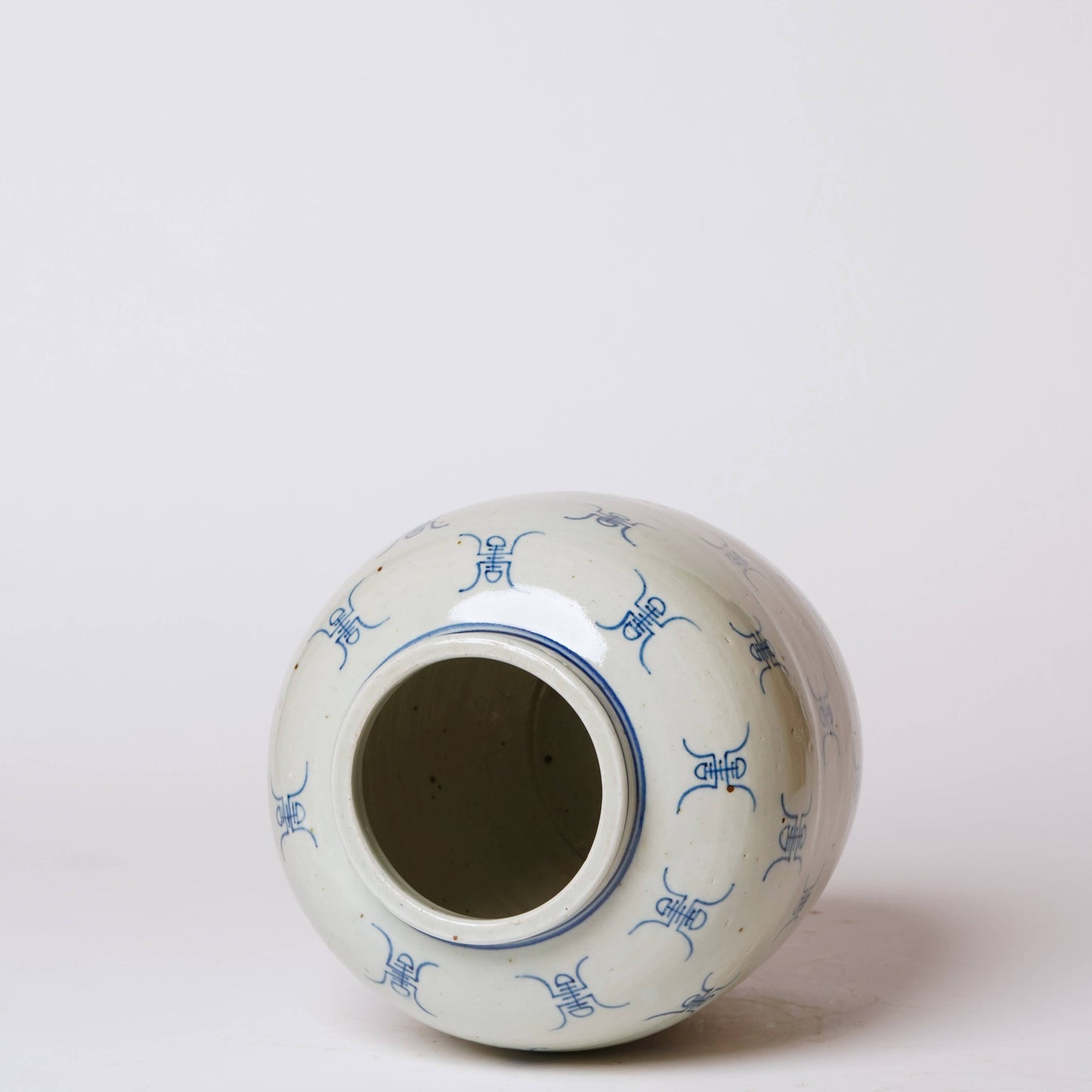 Blue and White Longevity Barrel Vase