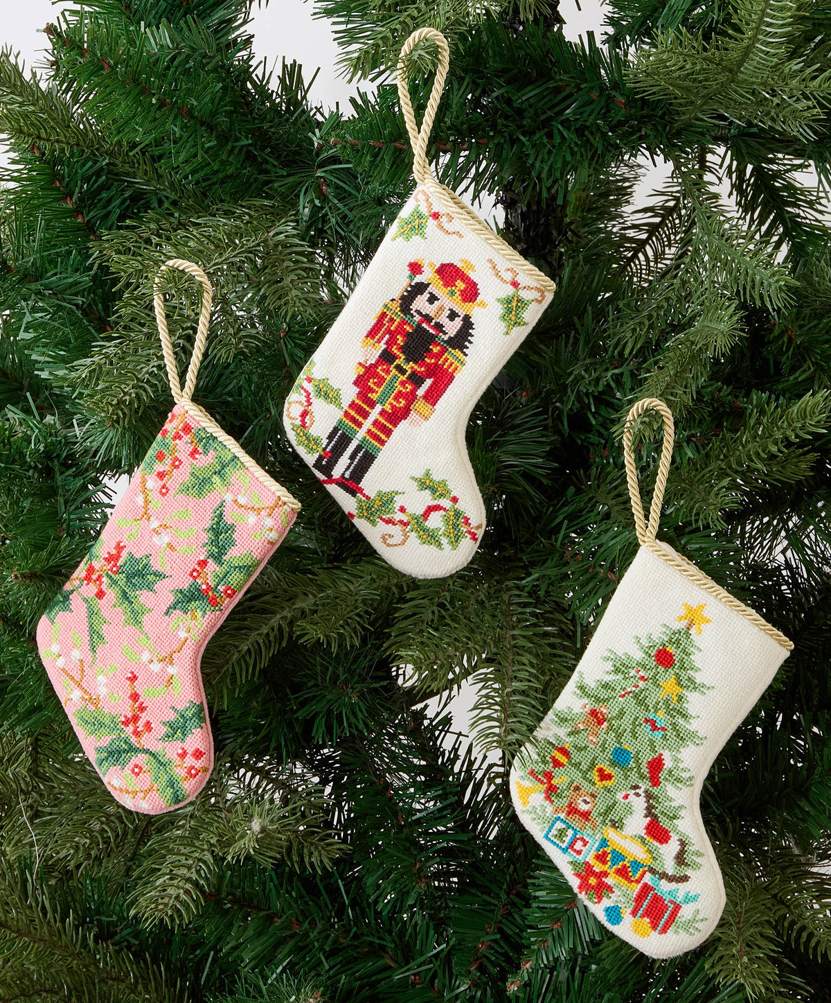 Christmas Tree Embroidered Mini Stocking