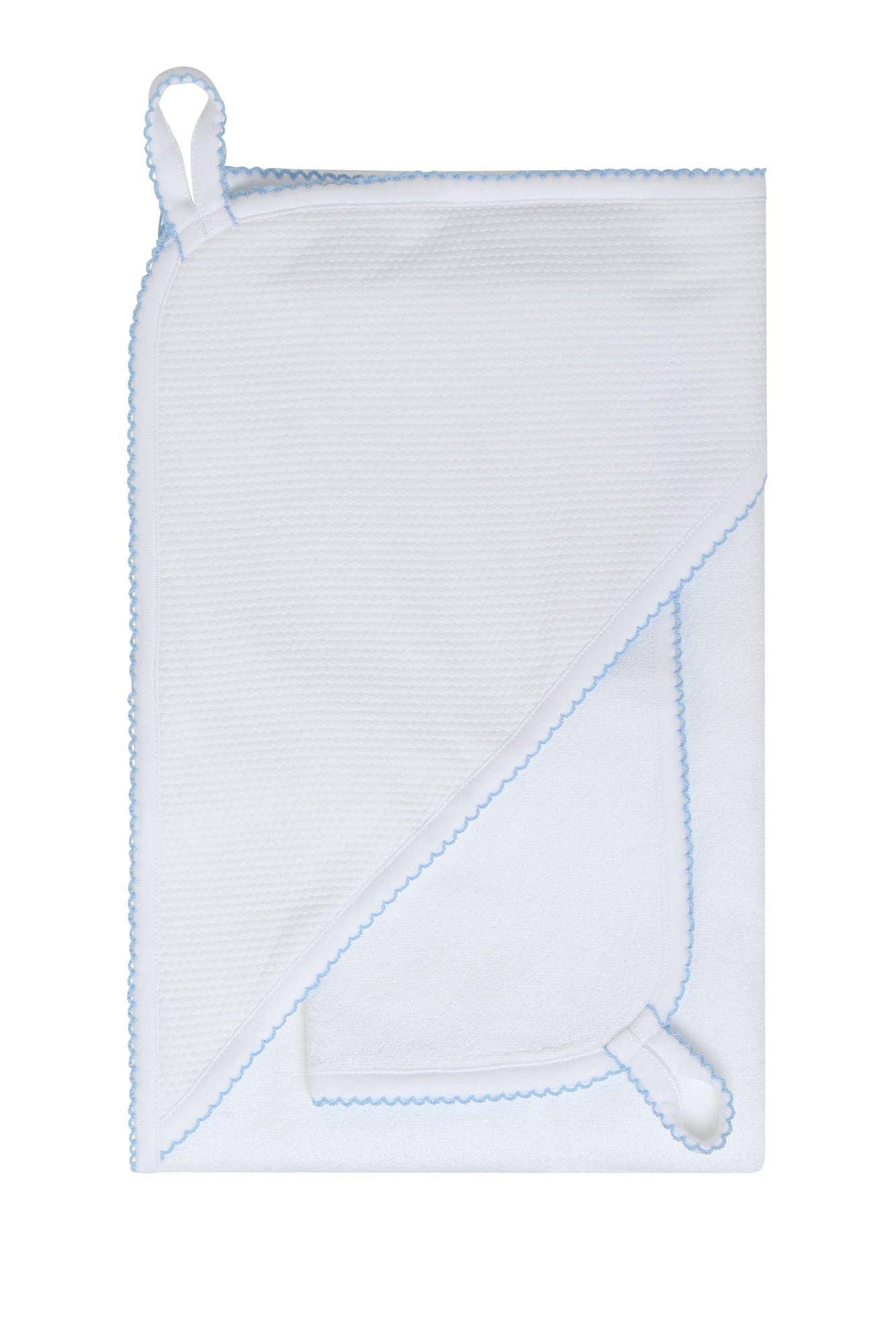 White/Blue Bubble Hooded Baby Towel Set