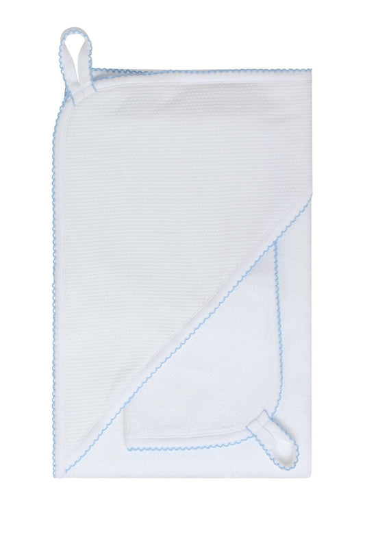 White/Blue Bubble Hooded Baby Towel Set
